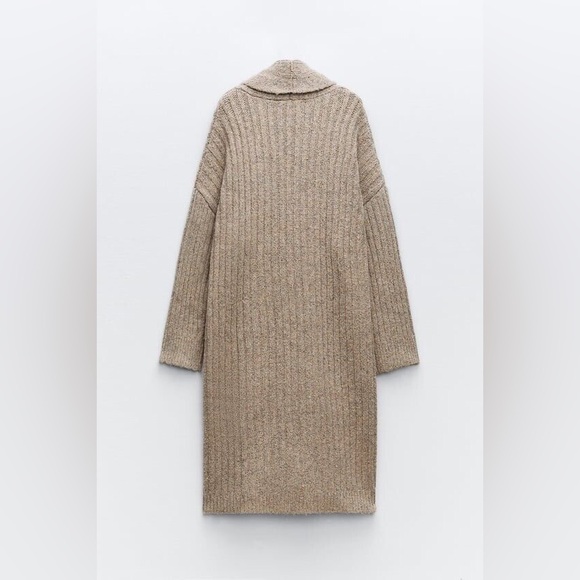 ZARA ~ RIBBED KNIT Thick COAT CARDIGAN - Picture 8 of 11